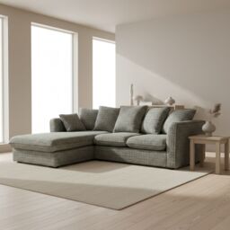 Abakus Direct Lucas Textured Stone Grey Corner Left Sofa Modern Comfort & Stylish Design - thumbnail 3