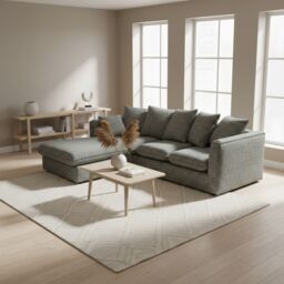 Abakus Direct Lucas Textured Stone Grey Corner Left Sofa Modern Comfort & Stylish Design - thumbnail 2