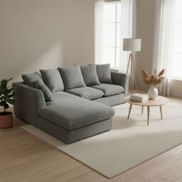 Abakus Direct Lucas Textured Stone Grey Corner Left Sofa Modern Comfort & Stylish Design - thumbnail 6