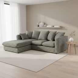 Abakus Direct Lucas Textured Stone Grey Corner Left Sofa Modern Comfort & Stylish Design - thumbnail 5