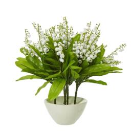 Sostter White Faux Lily of the Valley Flower Bouquet in Soft White - thumbnail 3