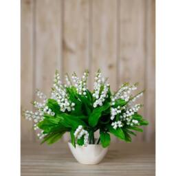 Sostter White Faux Lily of the Valley Flower Bouquet in Soft White - thumbnail 5