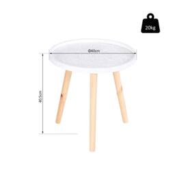 Wyld Haus Nona Wood White Round Side Table with Carved Floral Tray Top - thumbnail 5