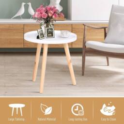 Wyld Haus Nona Wood White Round Side Table with Carved Floral Tray Top - thumbnail 6