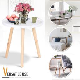 Wyld Haus Nona Wood White Round Side Table with Carved Floral Tray Top - thumbnail 7