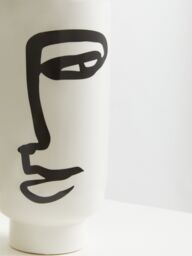 Orsina Robust Ceramic Large Black & White Face Vase, Minimalist Ceramic Flower Vase, Sleek Vase For Flowers - thumbnail 4