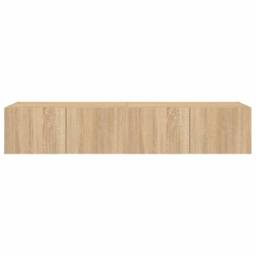 Berkfield Home TV Wall Cabinets with LED Lights 2 pcs Sonoma Oak 80x35x31 cm in Light Oak - Size: 80 x 35 x 31 cm - thumbnail 9