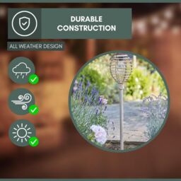 Marco Paul 2pck Large Solar Rattan Stake Lights in Beige - thumbnail 6
