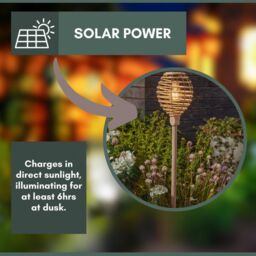 Marco Paul 2pck Large Solar Rattan Stake Lights in Beige - thumbnail 4