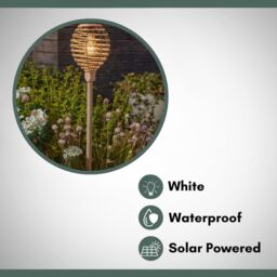 Marco Paul 2pck Large Solar Rattan Stake Lights in Beige - thumbnail 7