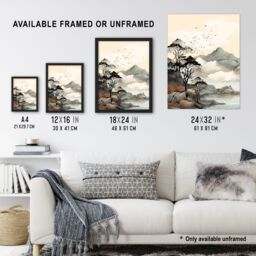 Artery8 Wall Art Print Autumn Coastal Landscape in Scottish Highlands Framed in Grey - Size: A4 - thumbnail 3