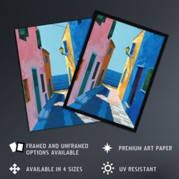 "Artery8 Colourful Mediterranean Spanish Coastal Painting Wall Art Print - Size: W12"" x H16""" - thumbnail 2