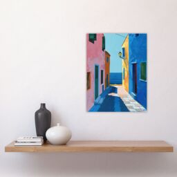 "Artery8 Colourful Mediterranean Spanish Coastal Painting Wall Art Print - Size: W12"" x H16""" - thumbnail 4