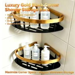 Nordara 4Pcs Bathroom Corner Shower Caddy Mount in Black - thumbnail 3