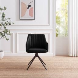 FurnitureboxUK Calla Black Faux Leather Swivel Office Chair - thumbnail 3