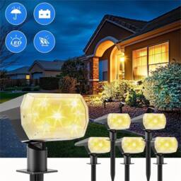 Nordara 6 PCS 64 LED Solar Spot Lights Outdoor Garden Landscape in Black