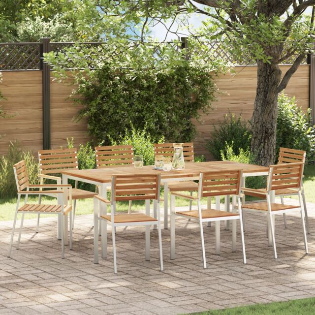 Berkfield Home Stacking Garden Chairs 8 pcs 54.5x56x89 cm Solid Wood Teak in Brown - image 1