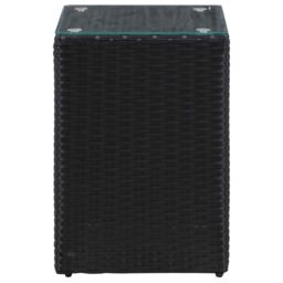 Berkfield Home Side Tables 3 pcs with Glass Top Black Poly Rattan - thumbnail 4