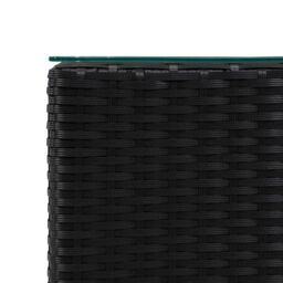 Berkfield Home Side Tables 3 pcs with Glass Top Black Poly Rattan - thumbnail 5