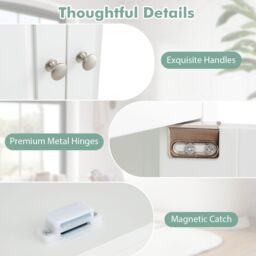Gymax Under Sink Bathroom Cabinet With Adjustable Shelf U-Shape Cut-Out in White - thumbnail 4