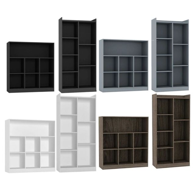 EONLION Tall 7-Cube Wooden Bookcase - Wide Storage Cabinet Shelf Unit in Dark Brown - image 1