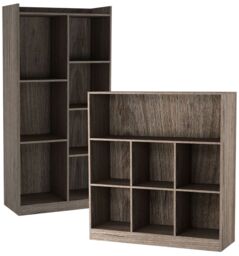EONLION Tall 7-Cube Wooden Bookcase - Wide Storage Cabinet Shelf Unit in Dark Brown - thumbnail 5