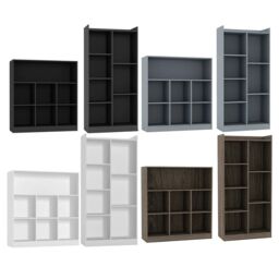 EONLION Tall 7-Cube Wooden Bookcase - Wide Storage Cabinet Shelf Unit in Dark Brown - thumbnail 1