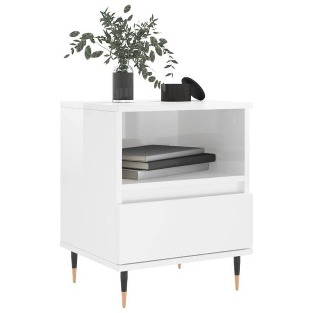 Berkfield Home Modern Bedside Cabinets 2 pcs High Gloss White 40x35x50 cm Engine - Size: 40 x 35 x 50 cm