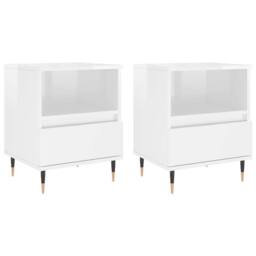 Berkfield Home Modern Bedside Cabinets 2 pcs High Gloss White 40x35x50 cm Engine - Size: 40 x 35 x 50 cm - thumbnail 3