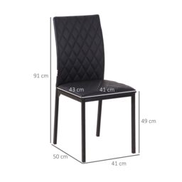 HOMCOM Modern Dining Chairs Faux Leather Accent Chairs for Kitchen in Black - thumbnail 3