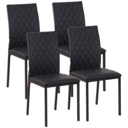 HOMCOM Modern Dining Chairs Faux Leather Accent Chairs for Kitchen in Black - thumbnail 2