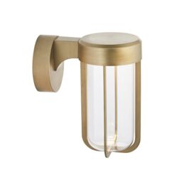 Loops Brushed Gold Outdoor Wall Light with Glass Shade - IP44 Rated - Integrated LED in Clear