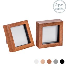 "Nicola Spring 3D Box Photo Frames - 4 x 4"" - Pack of 2 in Dark Brown" - thumbnail 1