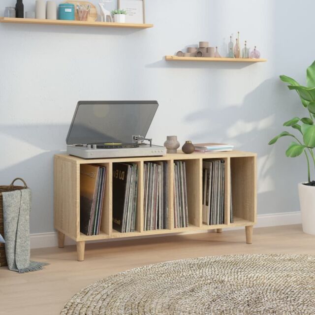 Berkfield Home Record Cabinet Sonoma Oak 100x38x48 cm Engineered Wood in Brown - Size: 100 x 38 x 48 cm - image 1