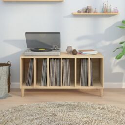 Berkfield Home Record Cabinet Sonoma Oak 100x38x48 cm Engineered Wood in Brown - Size: 100 x 38 x 48 cm - thumbnail 3