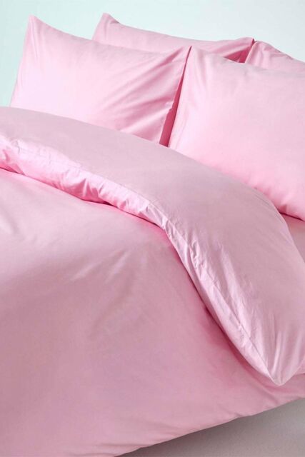 Homescapes Egyptian Cotton Duvet Cover with Pillowcase, 200 TC in Pink - Size: King - image 1