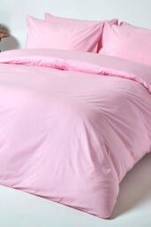 Homescapes Egyptian Cotton Duvet Cover with Pillowcase, 200 TC in Pink - Size: King - thumbnail 2