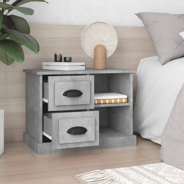 Berkfield Home Elegant Bedside Cabinet Concrete Grey 60x35.5x45 cm - image 1