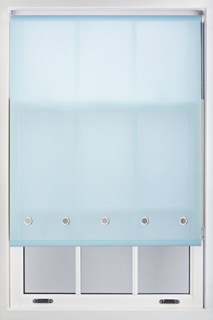 Furnished Duck Egg Daylight Roller Blind with Chrome Round Eyelets - Trimmable Window Shade in Duck Egg Blue - Size: 190 cm width x 210 cm drop - image 1