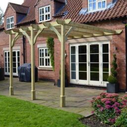 Rutland County Garden Furniture Ltd Wall Mounted Premium Pergola 3 Posts, L240 x W600 x H270 cm, Brown in Green - thumbnail 3