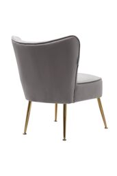Living and Home Grey Velvet Armless Wingback Accent Chair with Gold Metal Legs - thumbnail 4