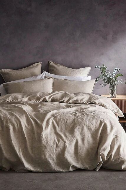 Lazy Linen 'Pure Washed Linen' Pillowcase Pair in Beige - image 1
