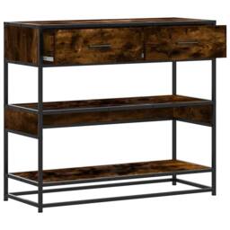 Berkfield Home Decorative Console Table Smoked Oak 90x35x80 cm Engineered Wood in Brown - Size: 90 x 35 x 80 cm - thumbnail 5