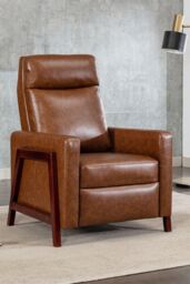 More4Homes Riley Pushback Recliner Air Leather Modern Accent Recliner Chair in Tan