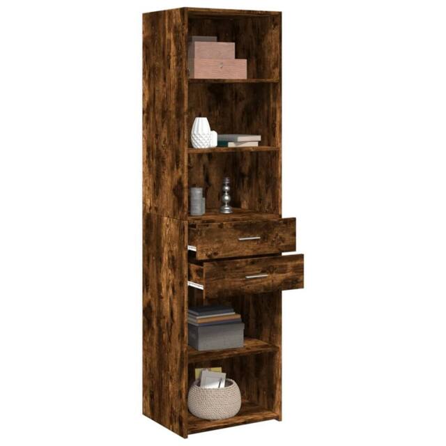 Berkfield Home Highboard Smoked Oak 50x42.5x185 cm Engineered Wood in Brown - image 1
