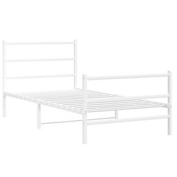 Berkfield Home Metal Bed Frame without Mattress with Footboard¬†White 107x203cm in White - Size: 107x203 cm - thumbnail 2