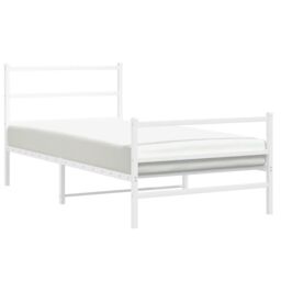 Berkfield Home Metal Bed Frame without Mattress with Footboard¬†White 107x203cm in White - Size: 107x203 cm - thumbnail 4