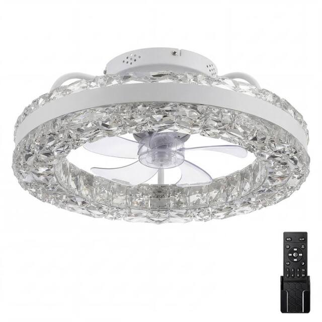 Emitto LED Ceiling Fan Light Dimmable 6 Speed Lamp Living Room Remote APP in White - image 1