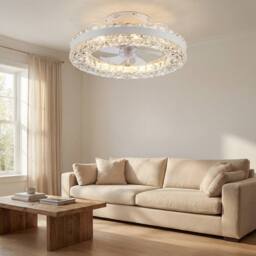 Emitto LED Ceiling Fan Light Dimmable 6 Speed Lamp Living Room Remote APP in White - thumbnail 3
