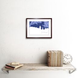 "Artery8 Wall Art Print Scotland Edinburgh Cityscape Marble Blue Framed in Brown - Size: W7"" x H9""" - thumbnail 2